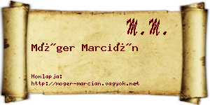 Móger Marcián névjegykártya